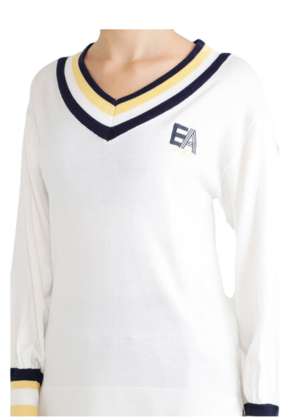 ELLE Active Striped Hi-Low Hem Yarn Knit Top