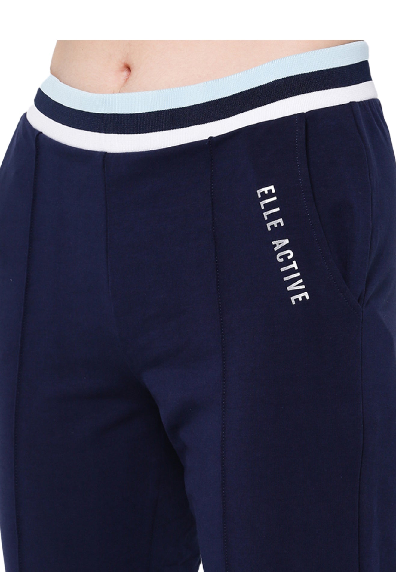 ELLE Active Straight Pants With Colorblock Waist