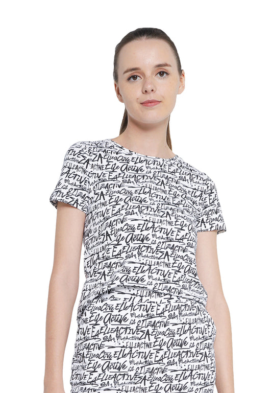 ELLE Active All Over Wording Print Tee