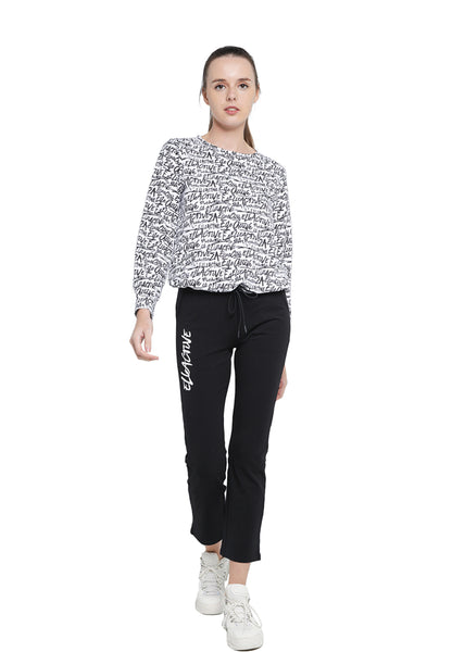 ELLE Active All Over Wording Print Sweat Top