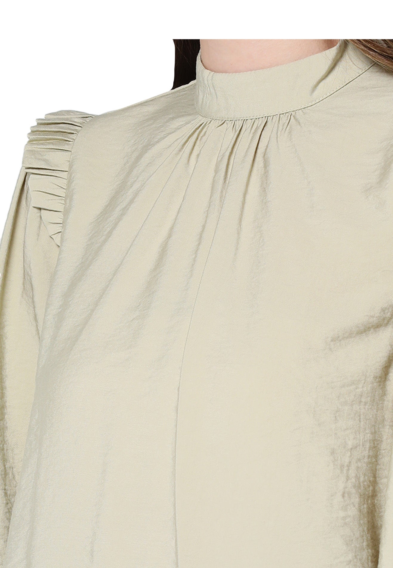 ELLE High Neck Ruffle Long Sleeves Blouse