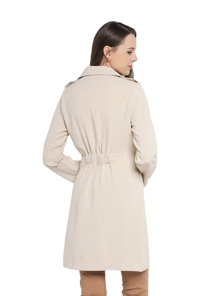 ELLE Apparel Lapel Collar Belted Soft Trench Coat