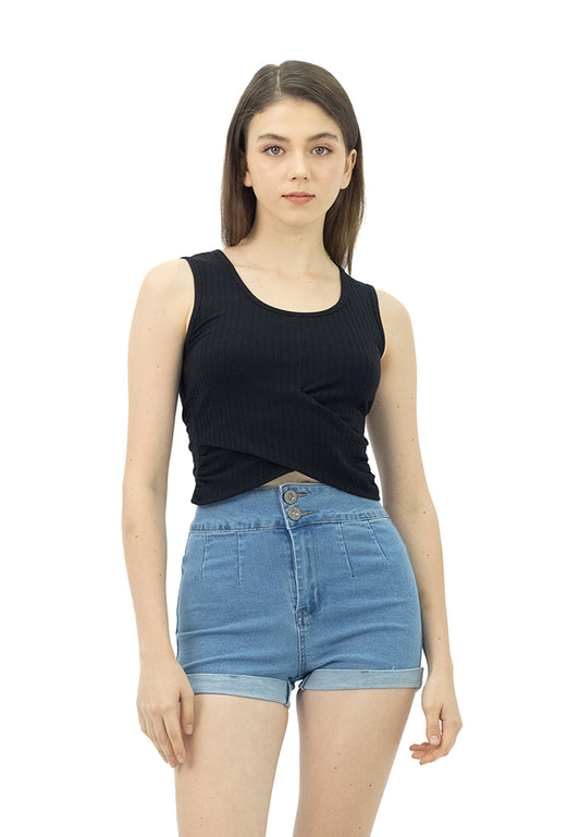 VOIR JEANS Twist Front Crop Top