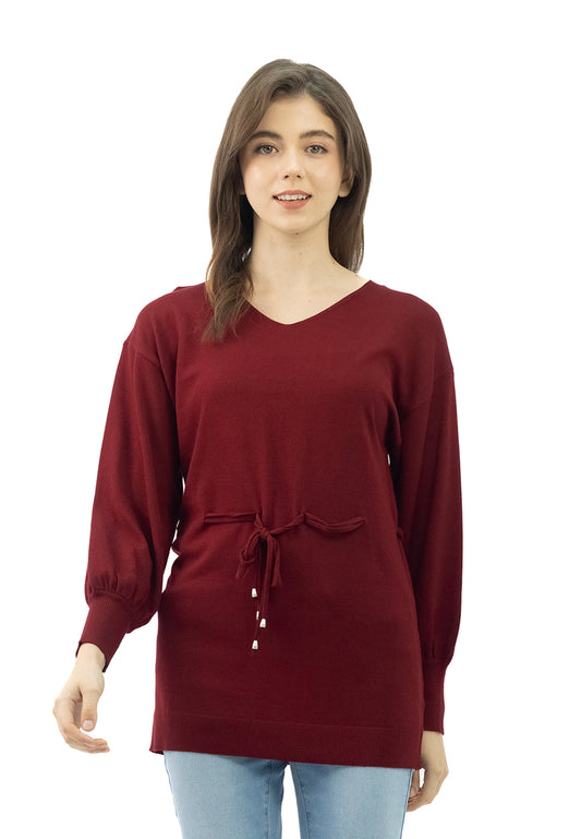DAISY By VOIR Long Tie Waist Knitted Top