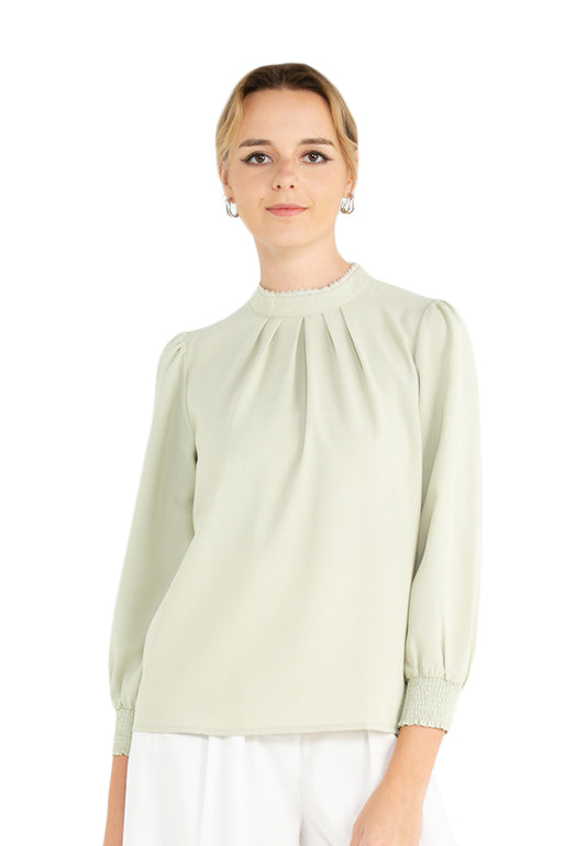 ELLE Apparel Lace Mock Neck Blouse