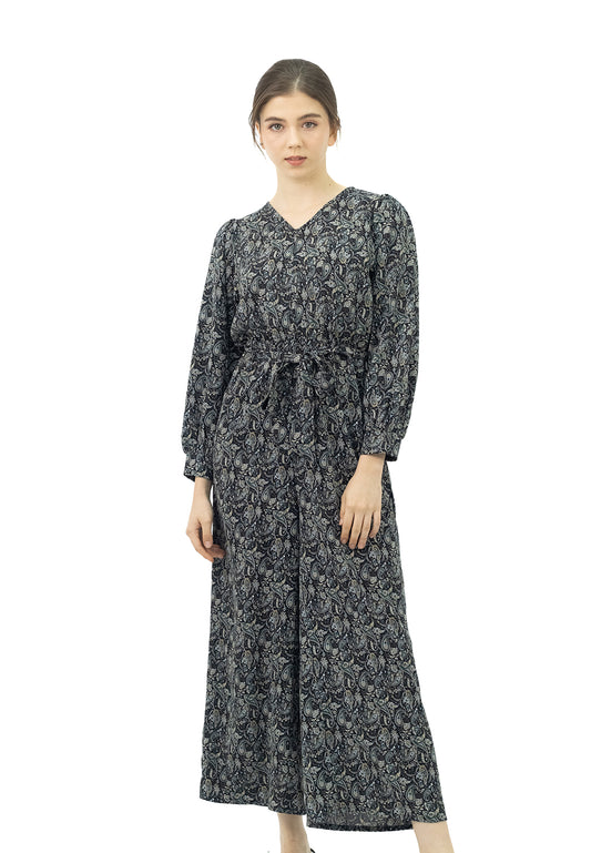 DAISY BY VOIR All Over Print Belted Culotte Jumpsuit