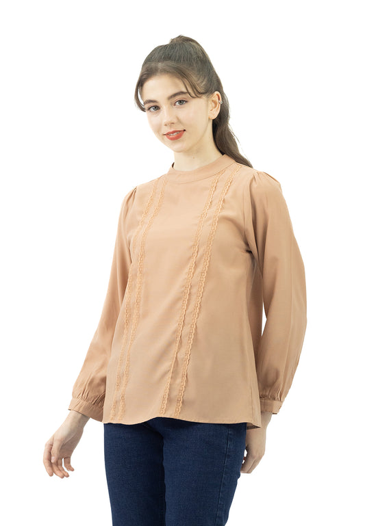 DAISY By VOIR Front Lace Trim Blouse