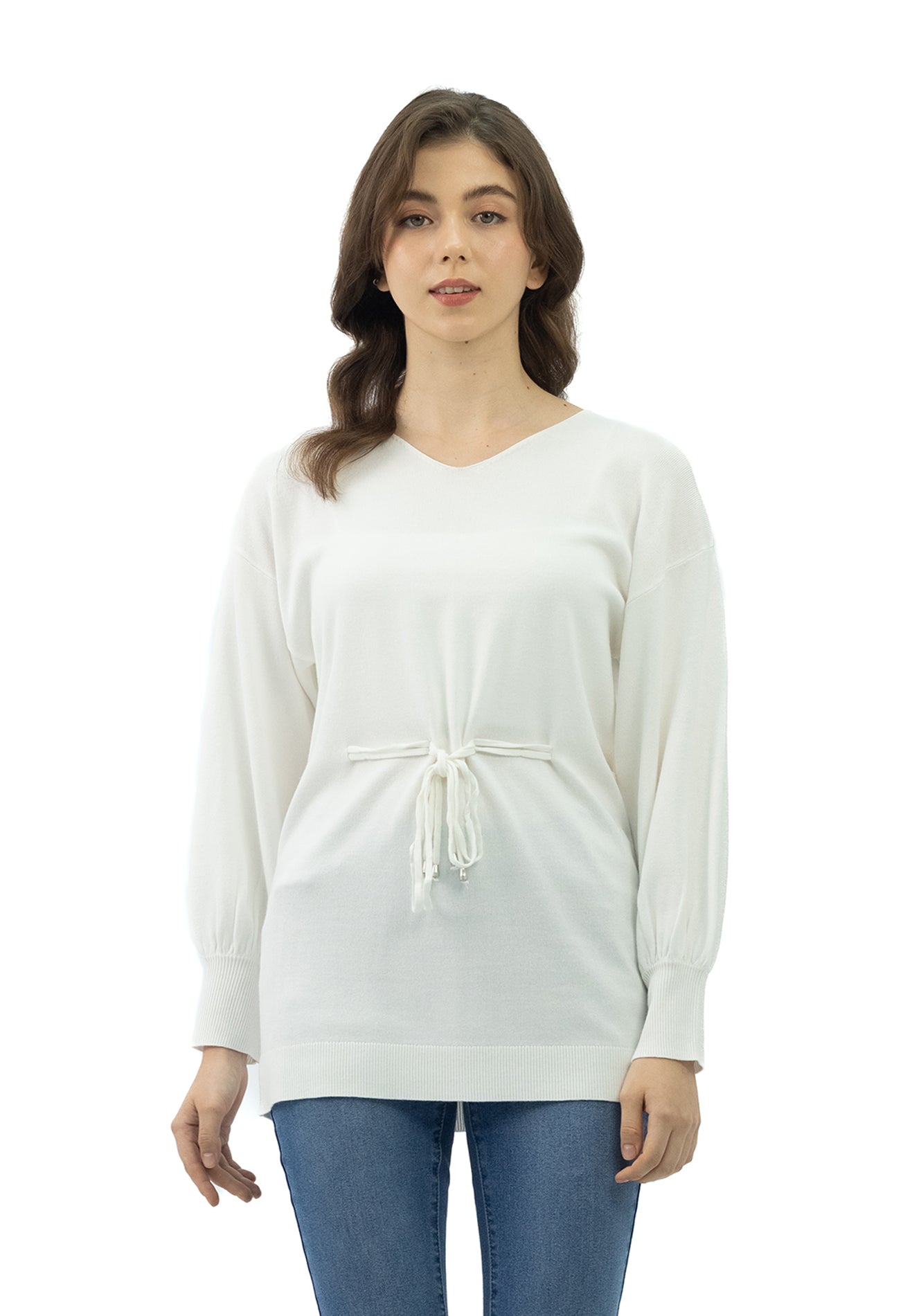 DAISY By VOIR Long Tie Waist Knitted Top