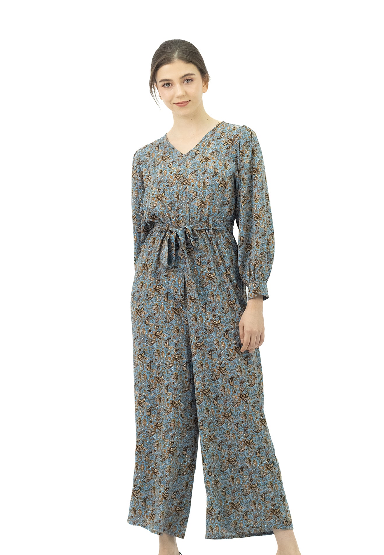 DAISY BY VOIR All Over Print Belted Culotte Jumpsuit