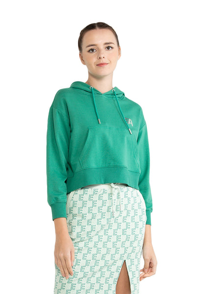 ELLE Apparel Active Drawstring Cropped Hoodie with Pocket