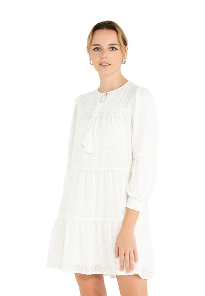ELLE Apparel Tufted Lace Puff Sleeves Mini Dress