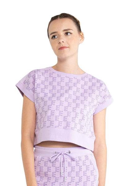 ELLE Active All-Over Logo Monogram Cropped Top