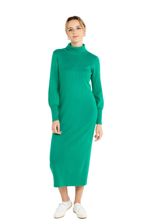 ELLE Apparel Turtleneck Yarn Knit Maxi Dress