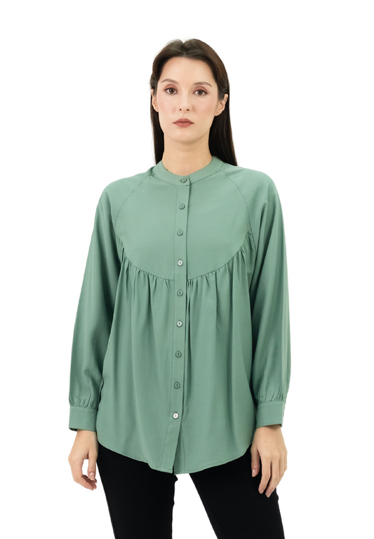 DAISY By VOIR Pleated Button Blouse