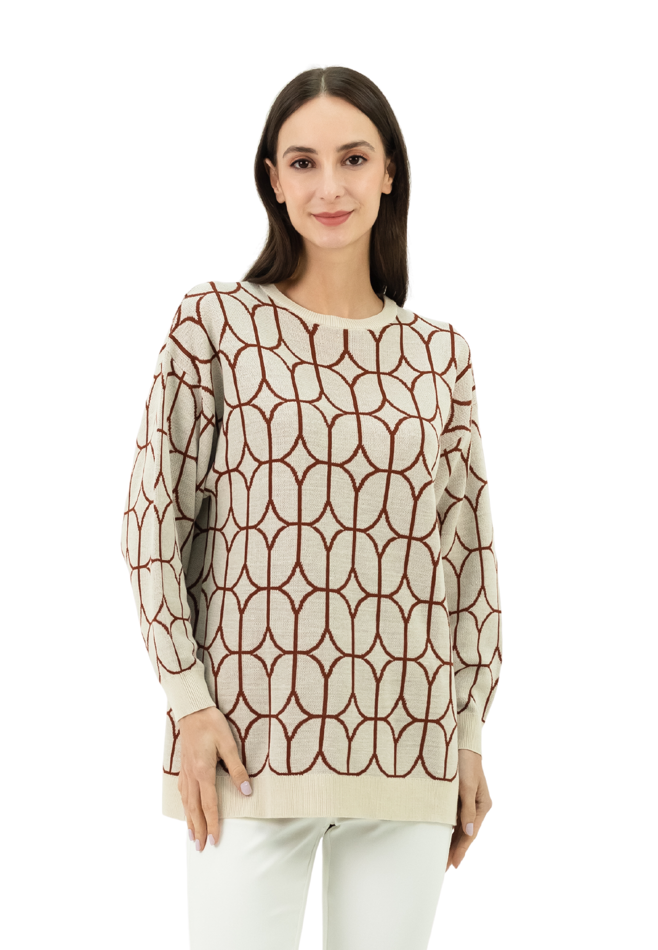 DAISY By VOIR All Over Geometric Block Knit Top