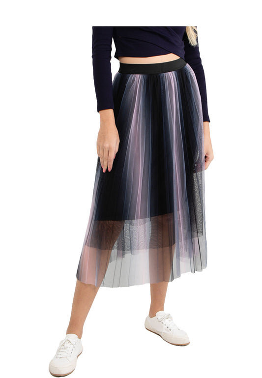 VOIR JEANS Ombre Mesh Overlay Tutu Skirt