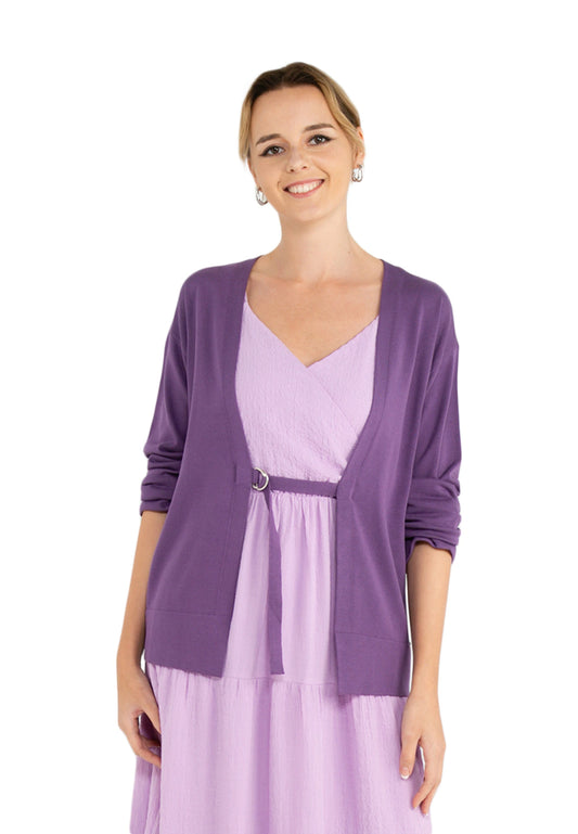 ELLE Apparel Buttonless Belted Knitted Long Cardigan