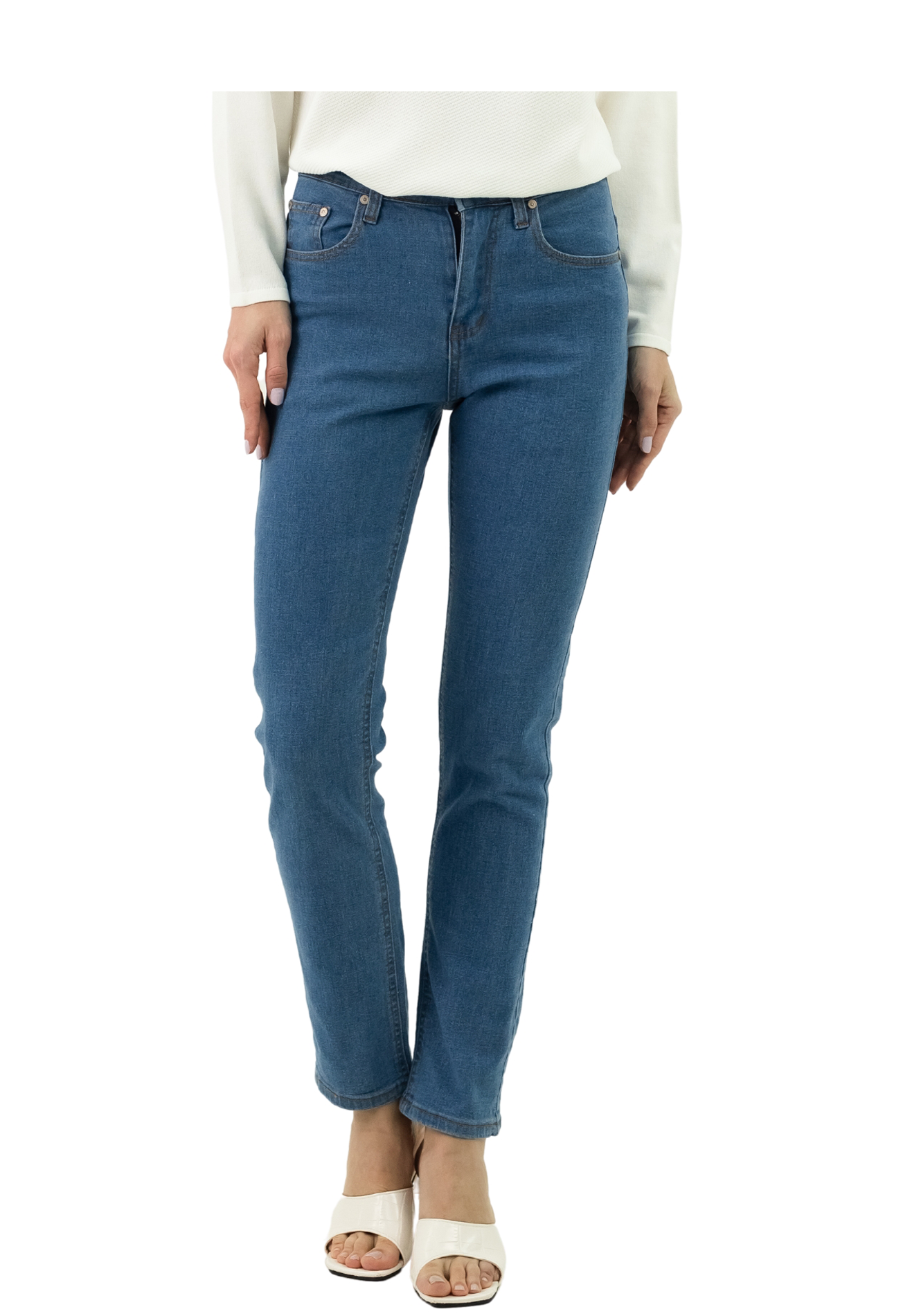 DAISY By VOIR High Rise Zipper Straight Cut Jeans
