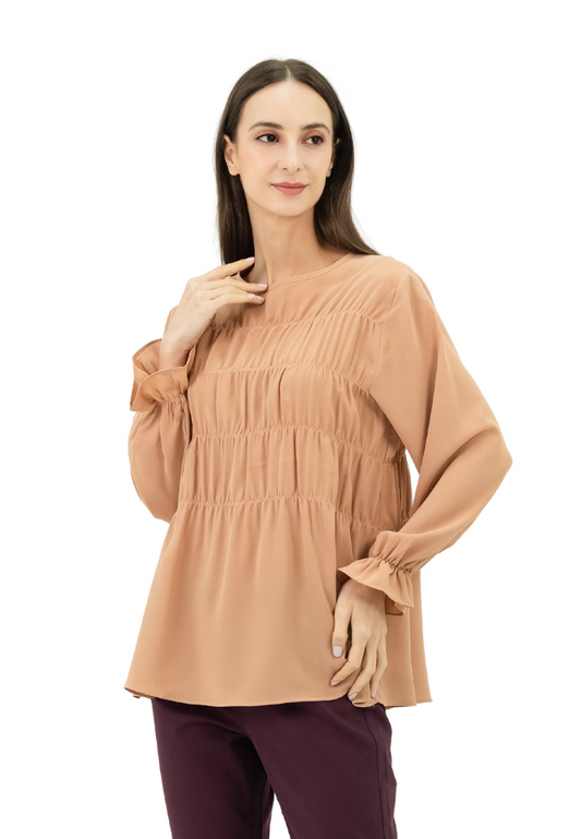DAISY BY VOIR Tiered Lettuce Trim Blouse