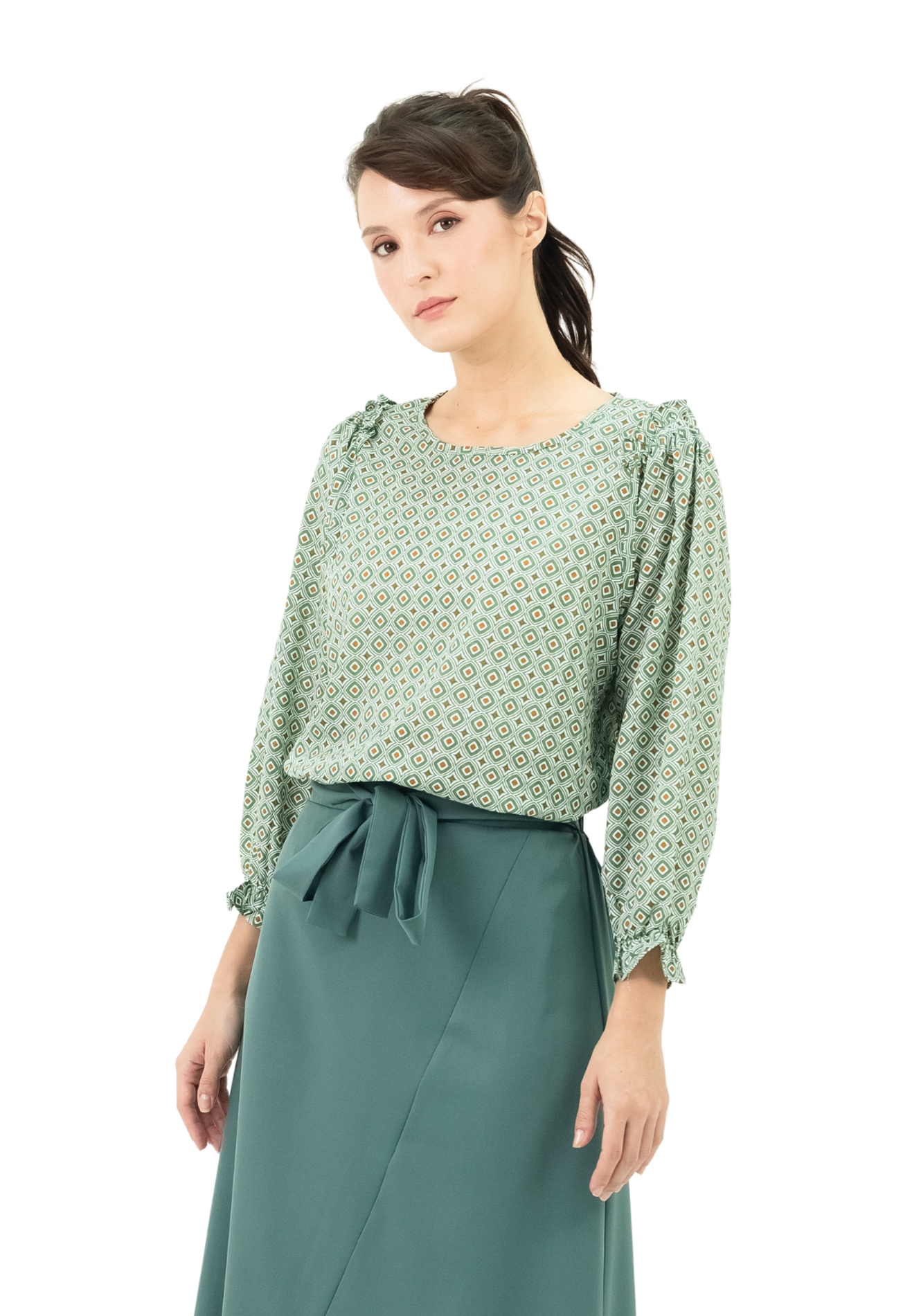 DAISY BY VOIR Delilah Ruched Trim Glam Blouse