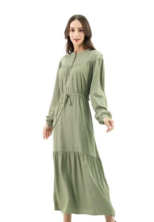 DAISY BY VOIR Drawstring Flowy Button Maxi Dress