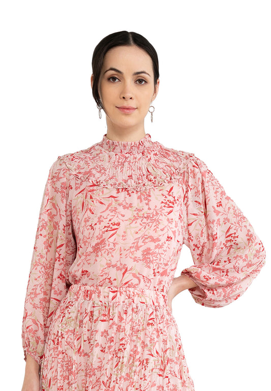 ELLE Apparel Summer Floral Long Sleeves Blouse