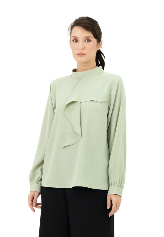 DAISY By VOIR Front Flowy Drape Blouse