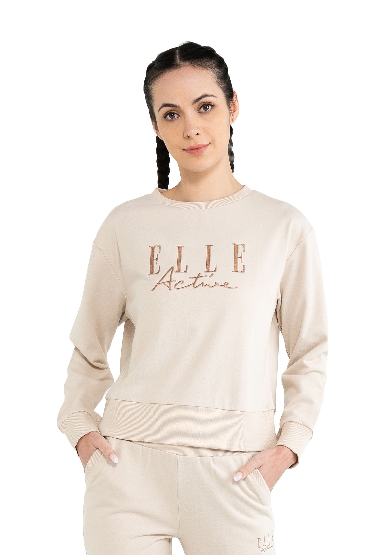 ELLE Active Classical Logo Round Neck Sweater