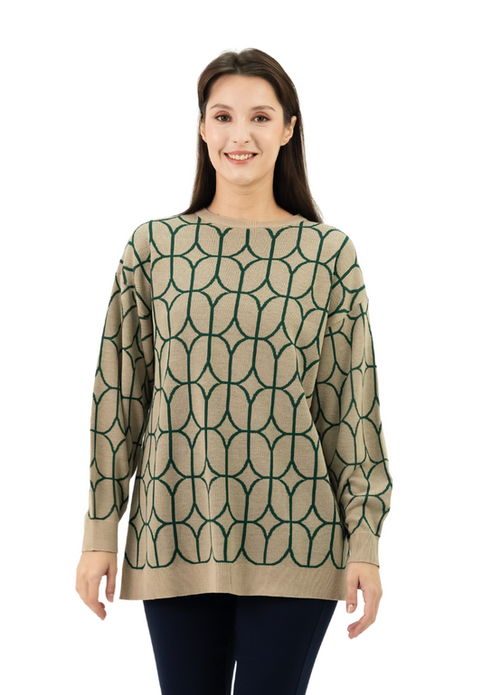 DAISY By VOIR All Over Geometric Block Knit Top