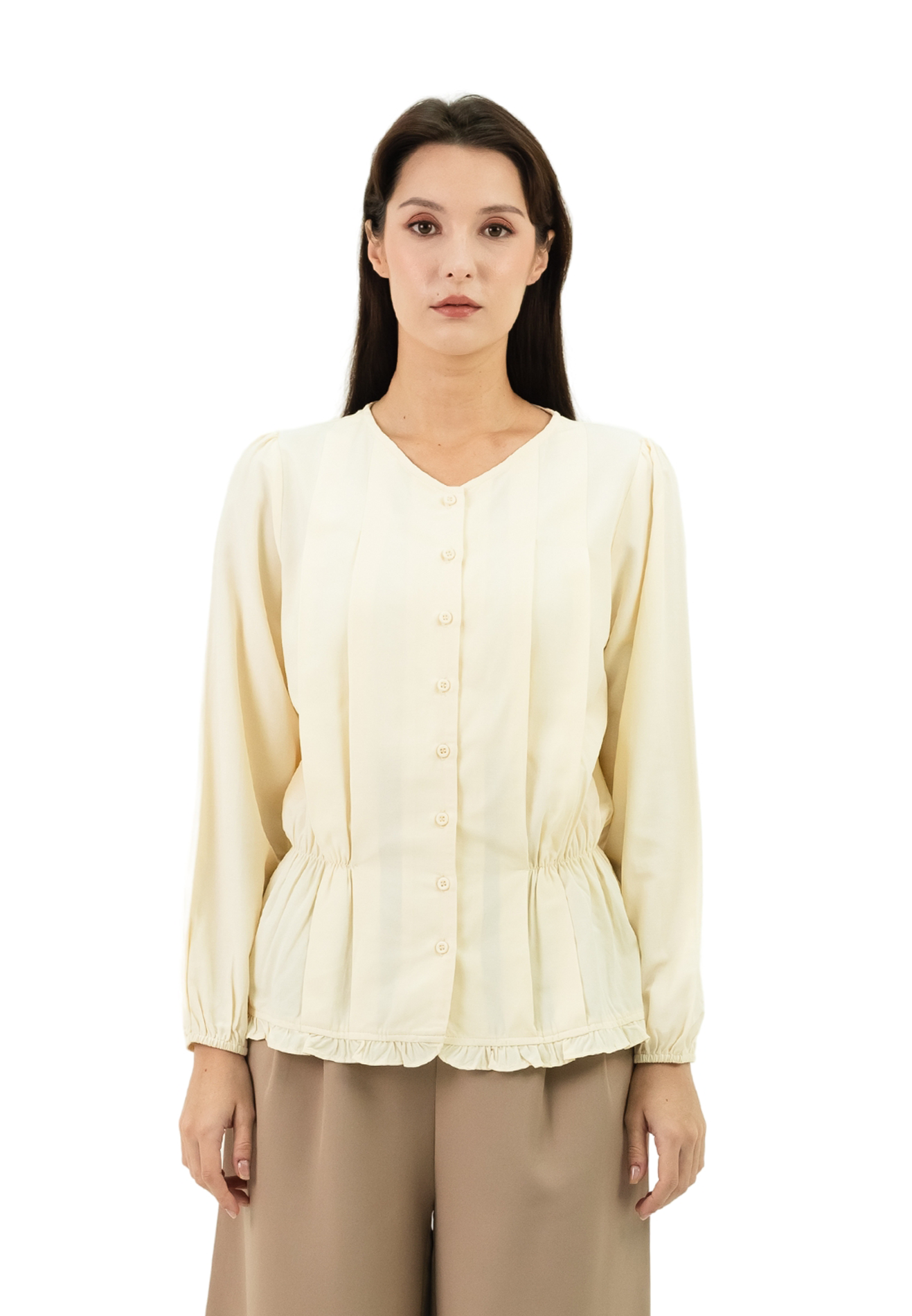 DAISY By VOIR Elastic Ruched Pleated Blouse