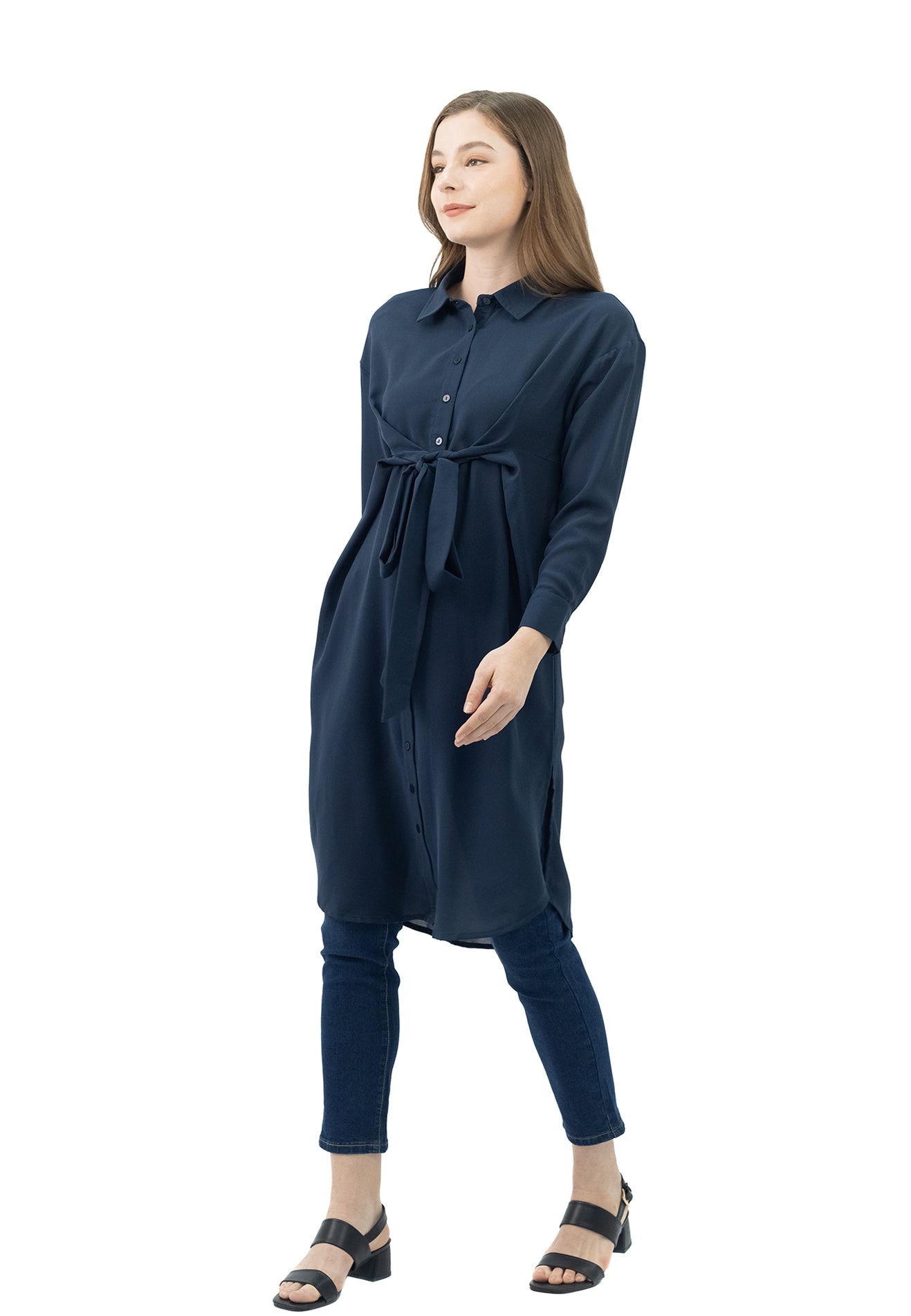 DAISY BY VOIR Collared Tie Front Wrap Dress