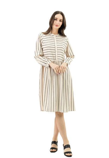 DAISY BY VOIR Striped Print Buttons Dress