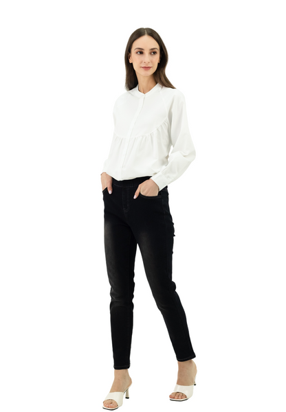 DAISY By VOIR Two-Toned Washed High Rise Slim Cut Denim Jeggings