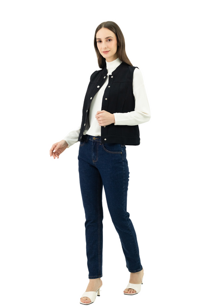DAISY BY VOIR Buckled Denim Vest