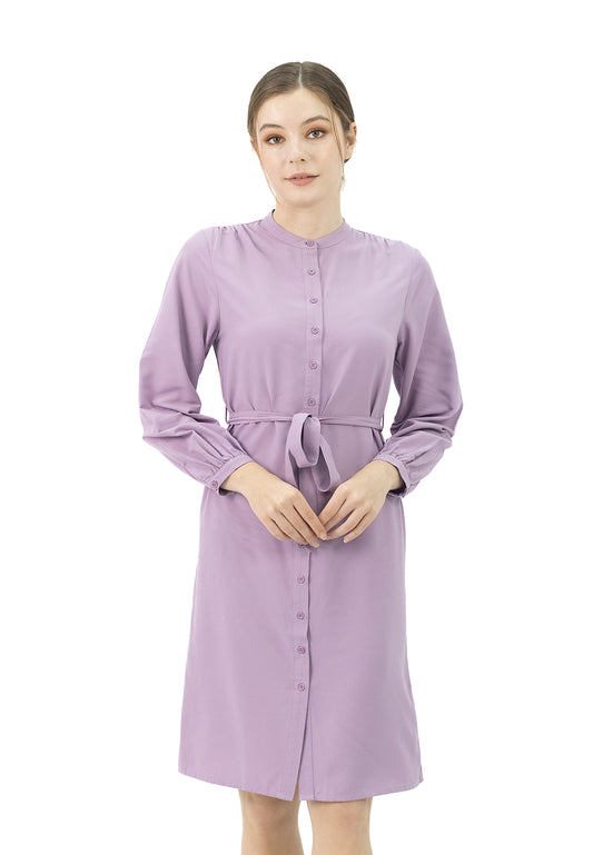 DAISY BY VOIR Band Collar Belted Dress