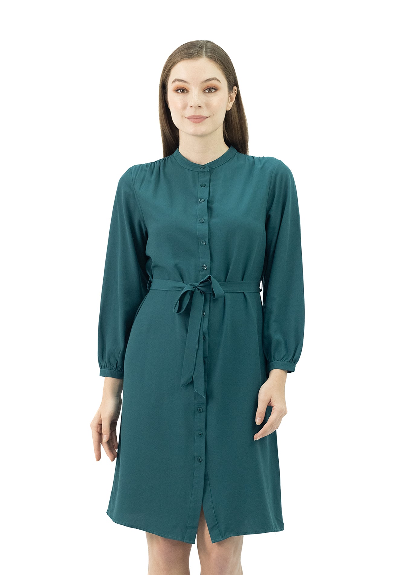DAISY BY VOIR Band Collar Belted Dress