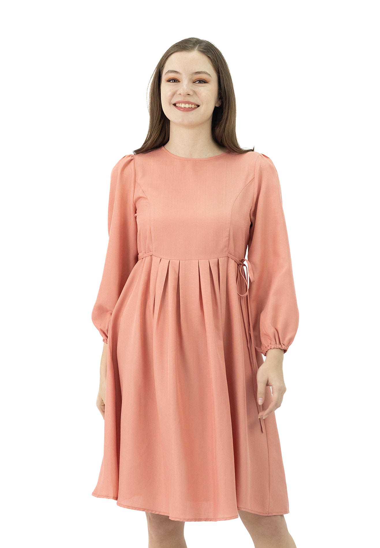 DAISY BY VOIR Tie Side Puff Sleeves Dress