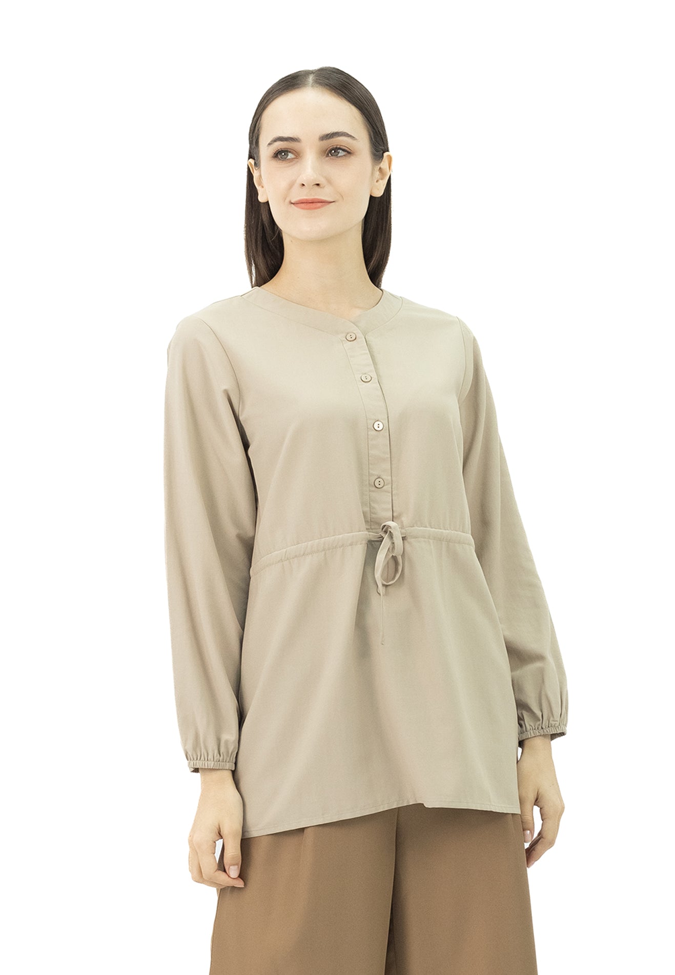 DAISY By VOIR Drawstring Tie Waisted Front Blouse