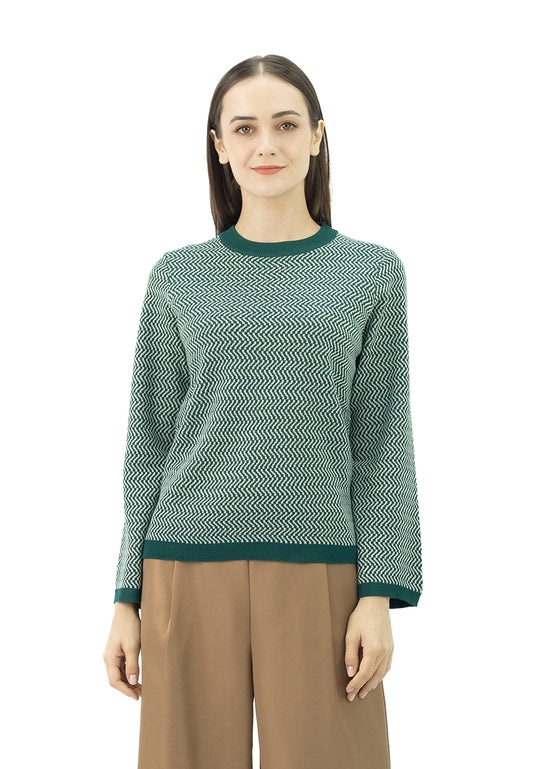 DAISY By VOIR Lantern Sleeves Ribbed Knit Top