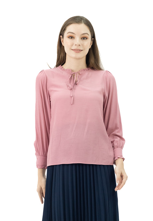 DAISY By VOIR Straight Frilled Tie Neck Blouse