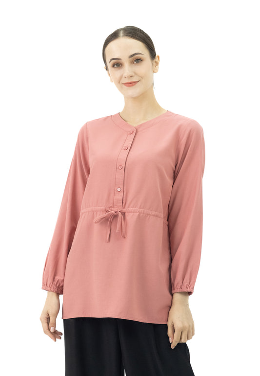 DAISY By VOIR Drawstring Tie Waisted Front Blouse