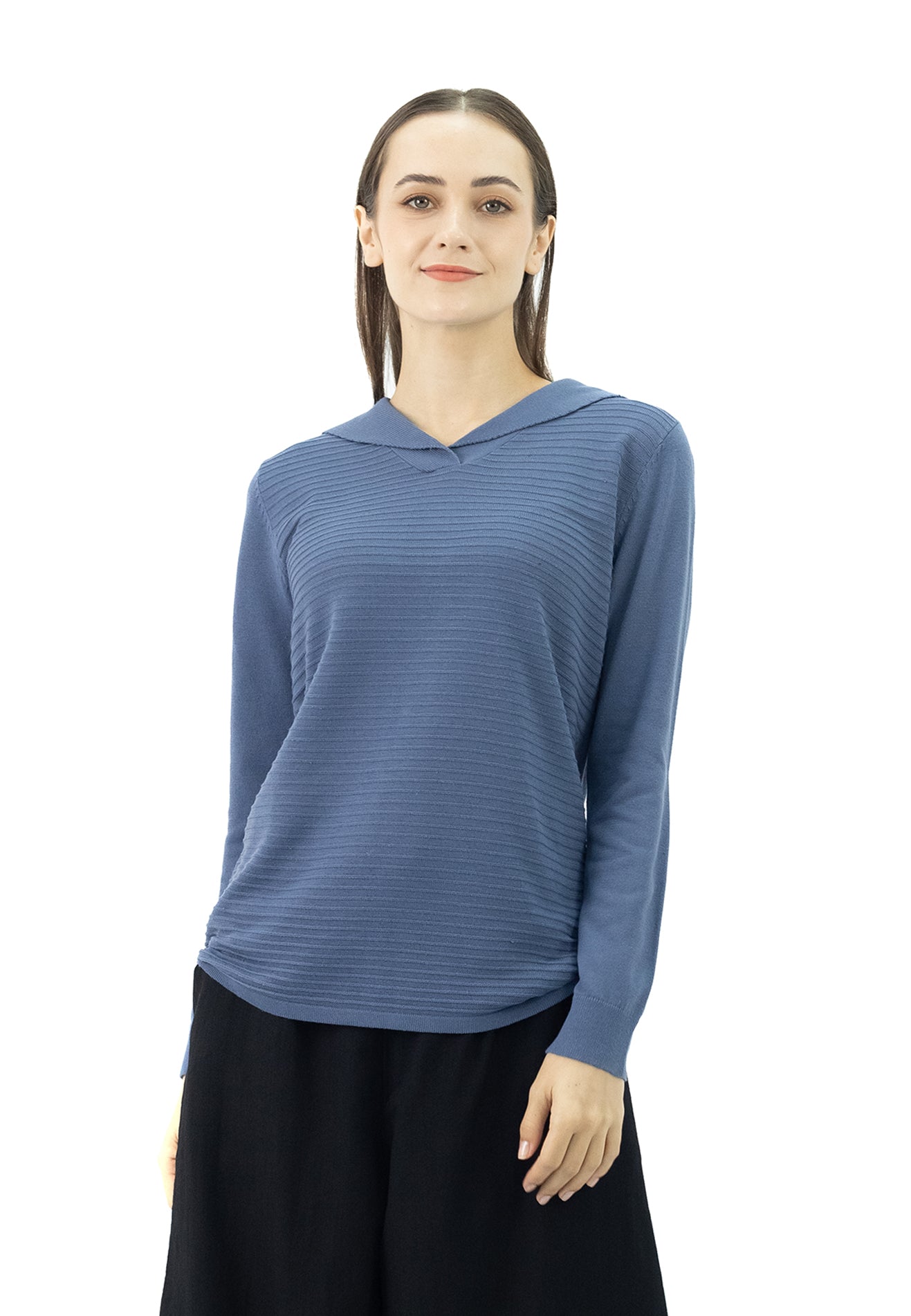 DAISY By VOIR Collared Ribbed Knit Top
