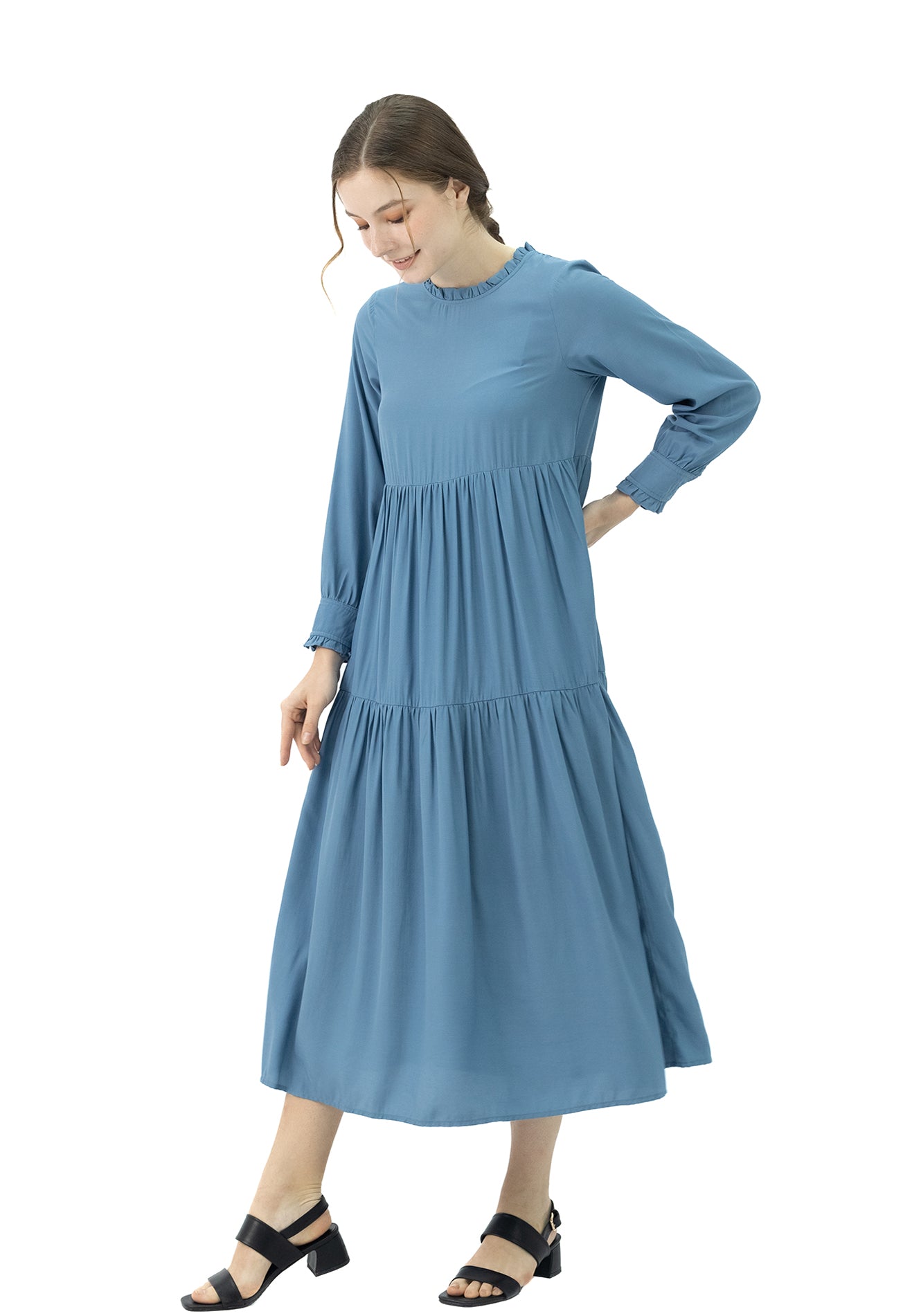 DAISY BY VOIR Frill Neck Flounce Sleeves Dress