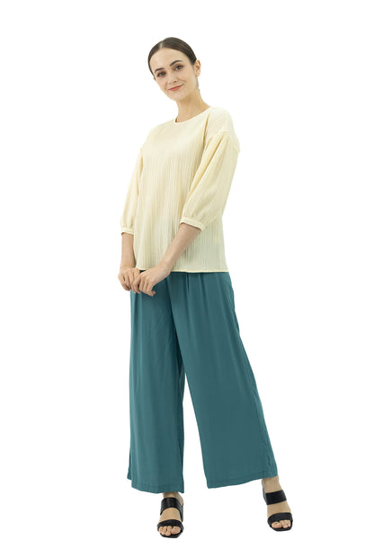 DAISY By VOIR Plicated Detail Lantern Sleeves Blouse