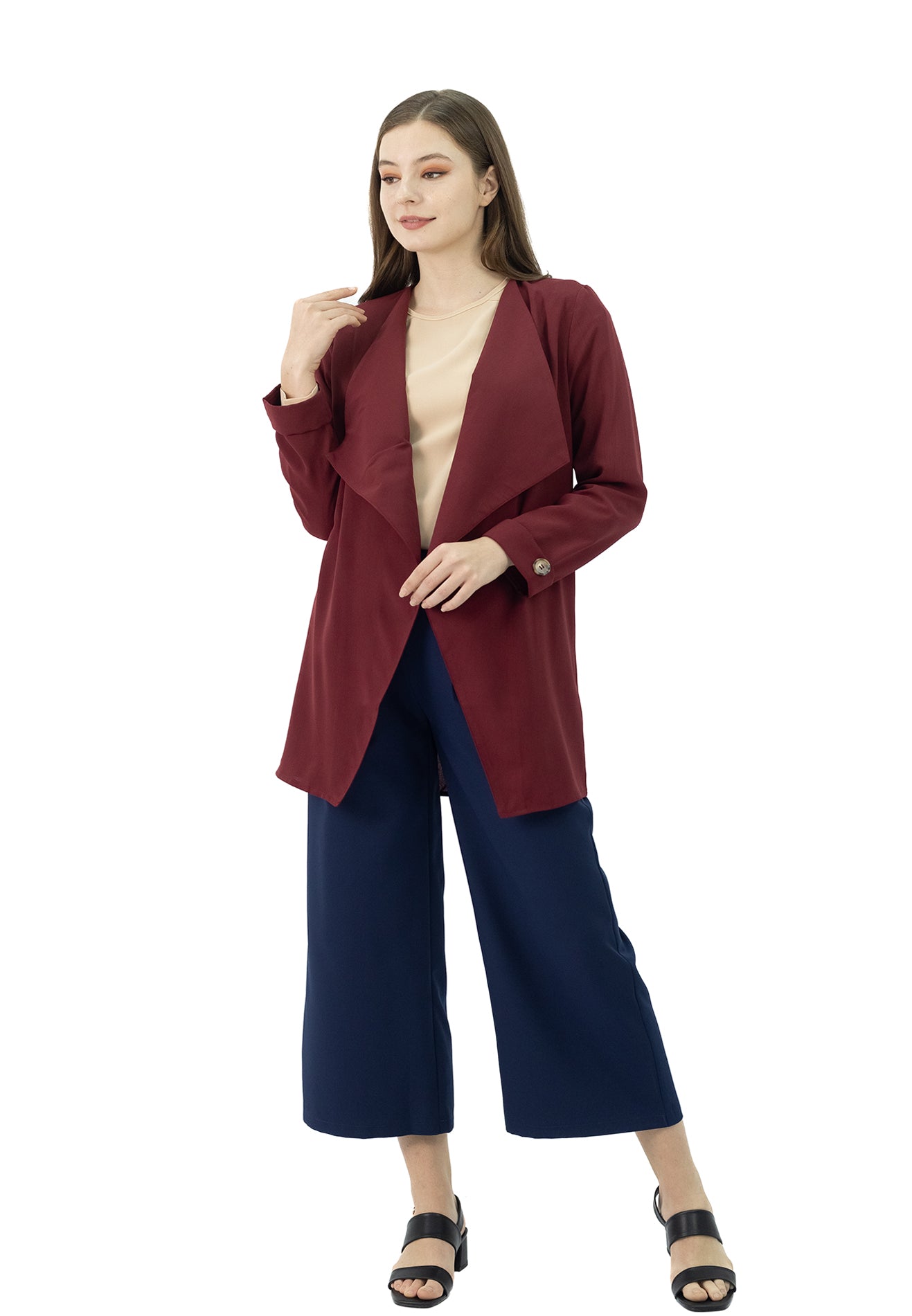 DAISY By VOIR Open Front Lapel Collar Cardigan