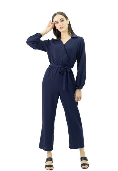 DAISY BY VOIR Buttoned Front Self Belted Jumpsuit
