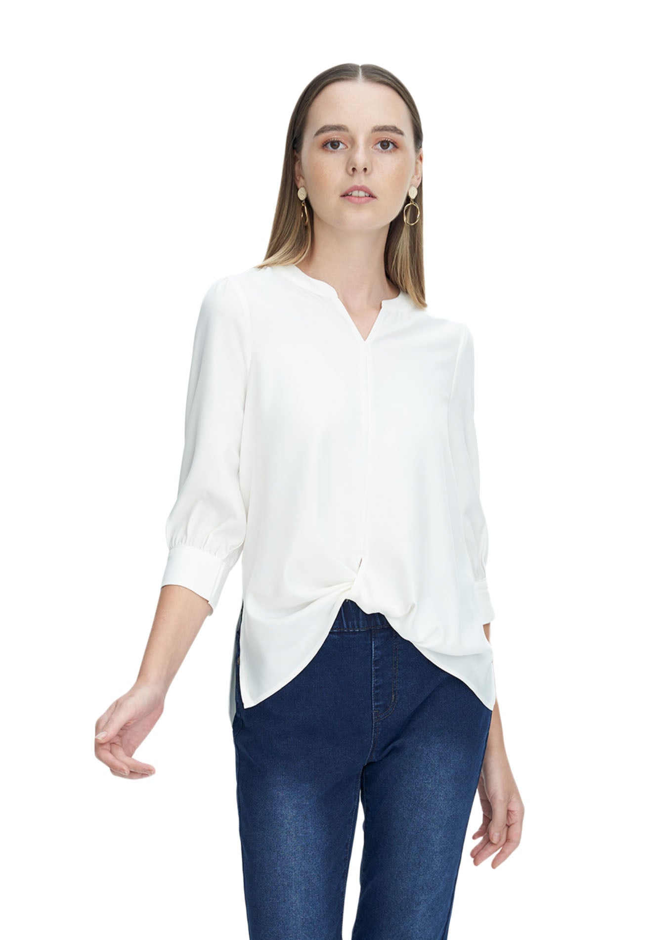DAISY By VOIR V-Neck Asymmetrical Hem Top