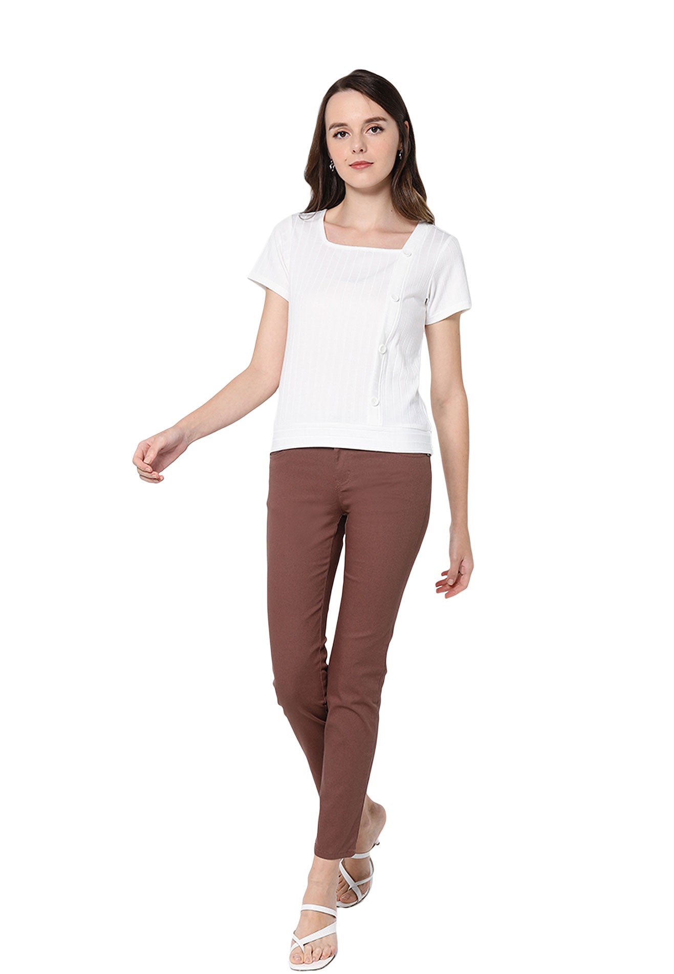 VOIR JEANS Side Buttons Knit Top