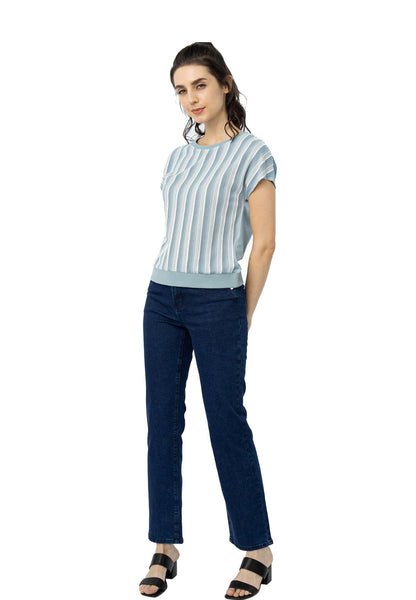 VOIR JEANS Multi Striped Knit Top