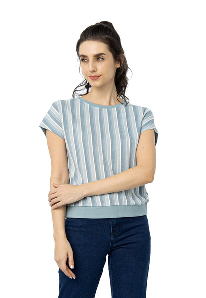 VOIR JEANS Multi Striped Knit Top